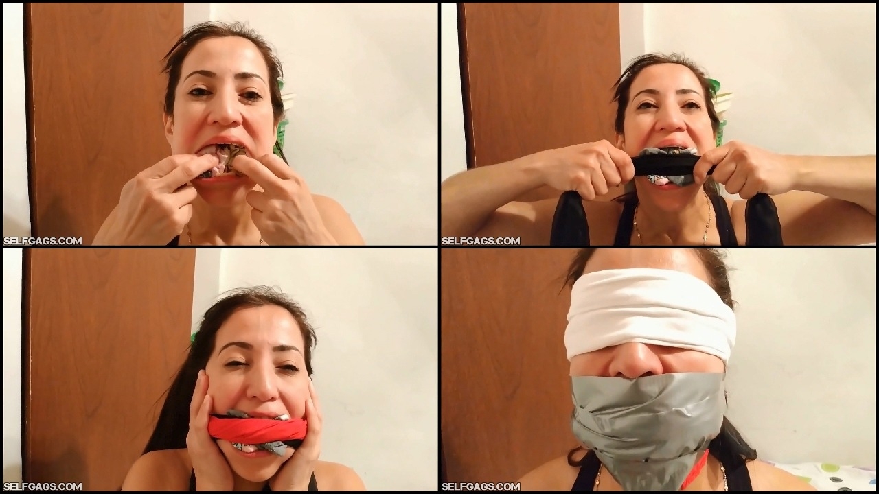 Self-Gagged Latina Step-Mom In Her First Gag Talk Video